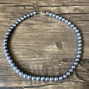 Vintage gray faux pearl baroque necklace